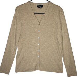 Style & Co. Metallic Knit V-Neck Cardigan - Beige